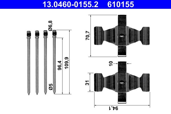 Zestaw akcesoriów montażowych  klocków hamulcowych ATE 13.0460-0155.2