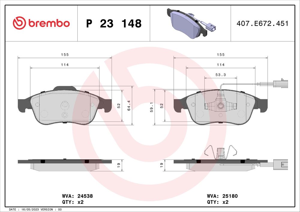 Klocki hamulcowe BREMBO P 23 148