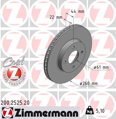 Tarcza hamulcowa ZIMMERMANN 200.2525.20