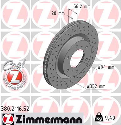 Tarcza hamulcowa ZIMMERMANN 380.2116.52