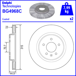 Tarcza hamulcowa DELPHI BG4968C