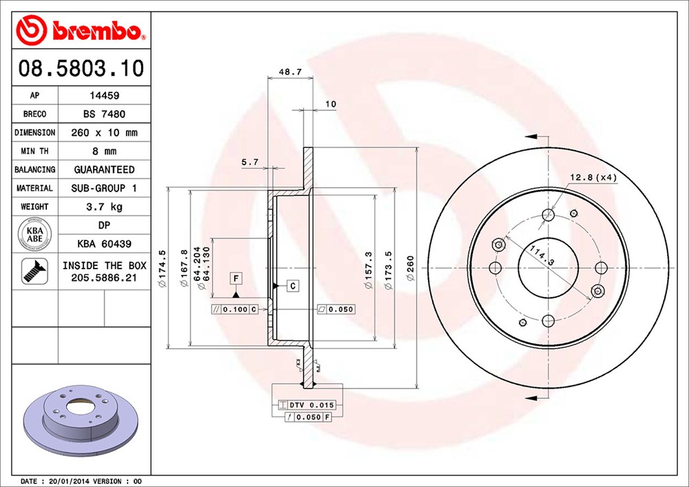 Tarcza hamulcowa BREMBO 08.5803.10