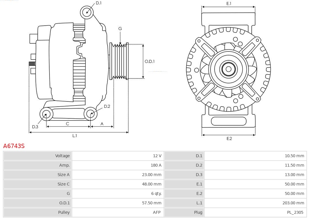 Alternator AS-PL A6743S