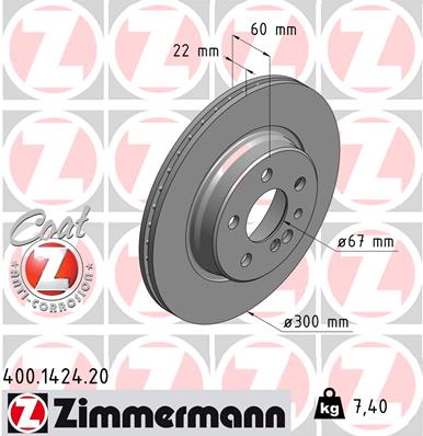 Tarcza hamulcowa ZIMMERMANN 400.1424.20