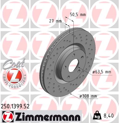 Tarcza hamulcowa ZIMMERMANN 250.1399.52