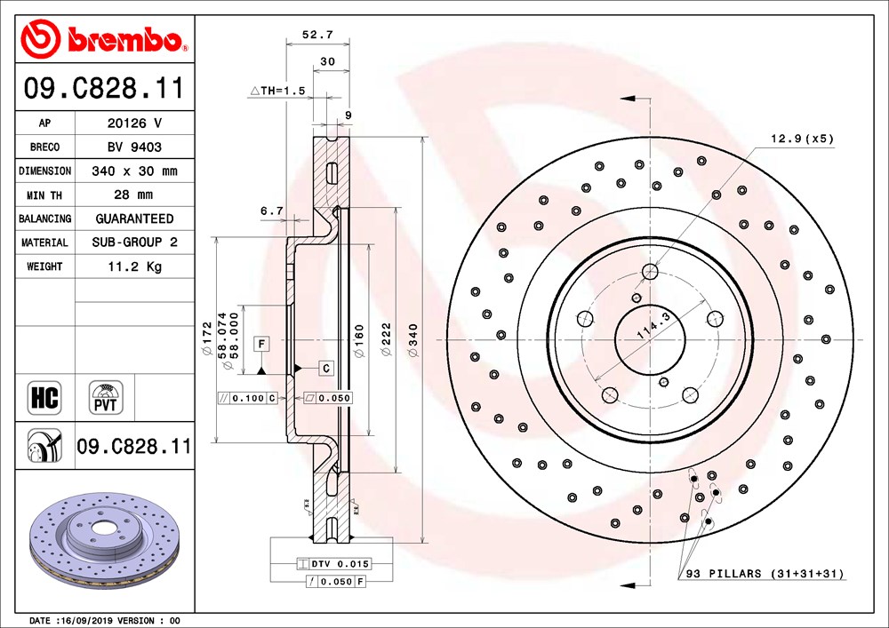 Tarcza hamulcowa BREMBO 09.C828.11