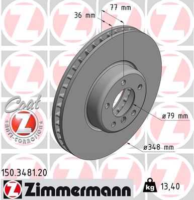 Tarcza hamulcowa ZIMMERMANN 150.3481.20