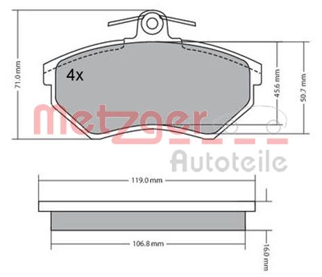 Klocki hamulcowe METZGER 1170095