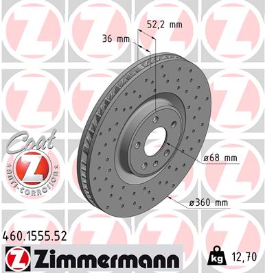 Tarcza hamulcowa ZIMMERMANN 460.1555.52