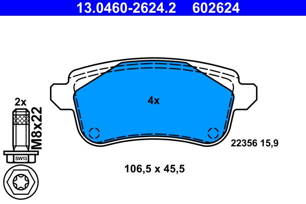 Klocki hamulcowe ATE 13.0460-2624.2