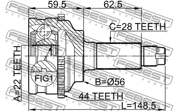 Przegub FEBEST 0510-038A44
