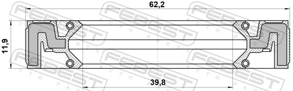 Pierścień uszczelniający wału, skrzynia rozdziału napędu FEBEST 95QAS-41621212X