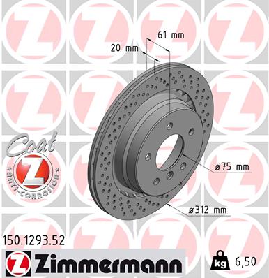 Tarcza hamulcowa ZIMMERMANN 150.1293.52