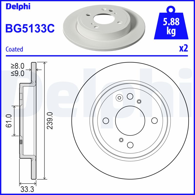 Tarcza hamulcowa DELPHI BG5133C