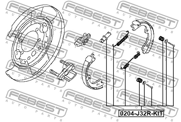 Zestaw montażowy szczęk hamulcowych FEBEST 0204-J32R-KIT