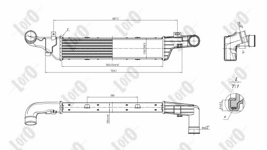 Chłodnica powietrza intercooler ABAKUS 054-018-0013