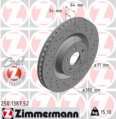 Tarcza hamulcowa ZIMMERMANN 250.1387.52