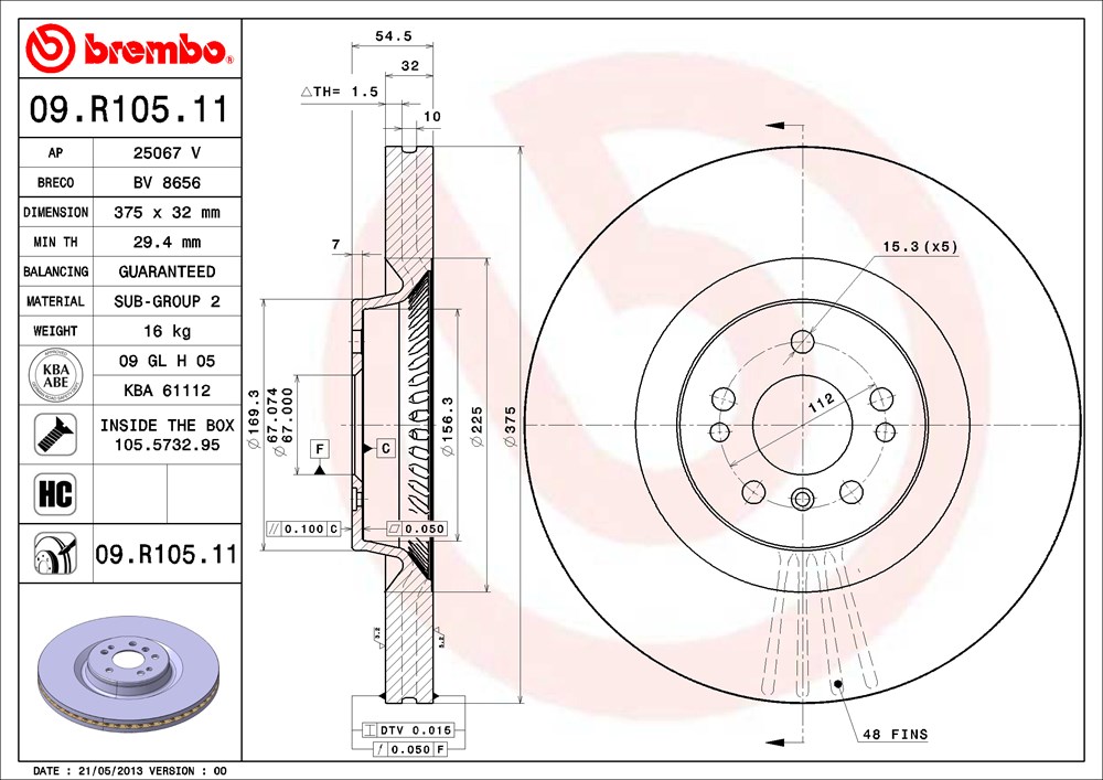 Tarcza hamulcowa BREMBO 09.R105.11