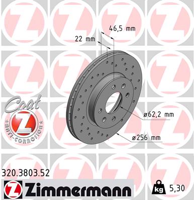 Tarcza hamulcowa ZIMMERMANN 320.3803.52