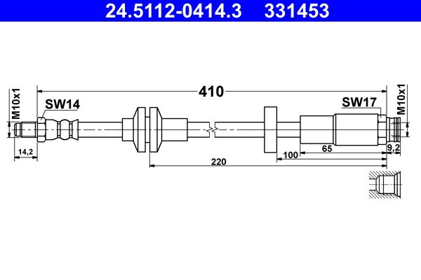 Przewód hamulcowy elastyczny ATE 24.5112-0414.3