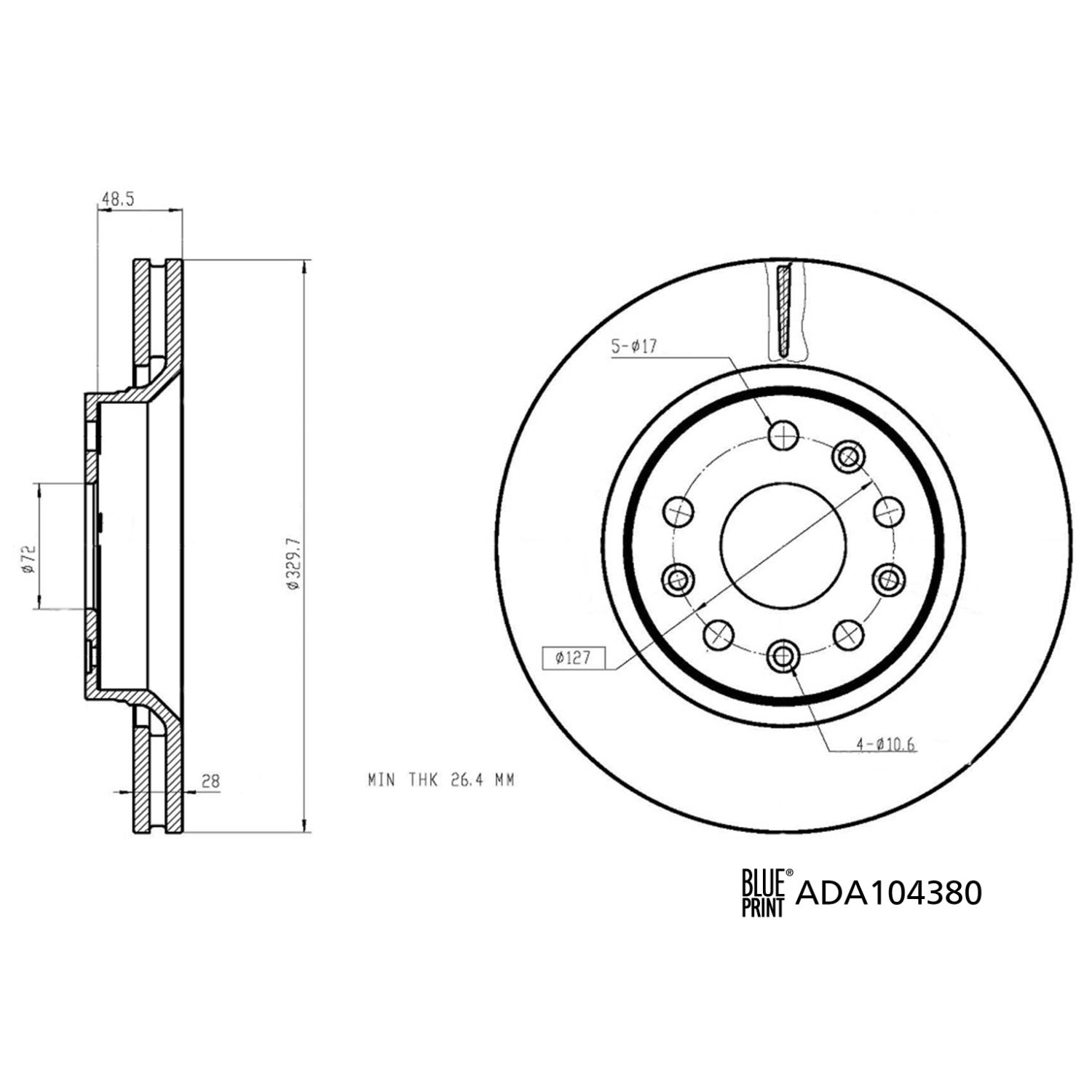 Tarcza hamulcowa BLUE PRINT ADA104380