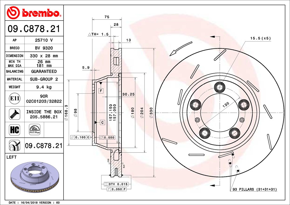 Tarcza hamulcowa BREMBO 09.C878.21