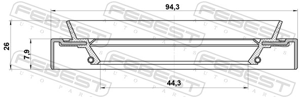 Pierścień uszczelniający wału, różnicowy FEBEST 95HDY-46940826C