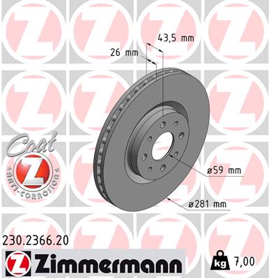 Tarcza hamulcowa ZIMMERMANN 230.2366.20