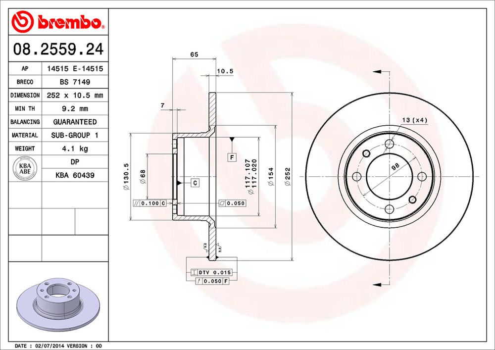 Tarcza hamulcowa BREMBO 08.2559.24