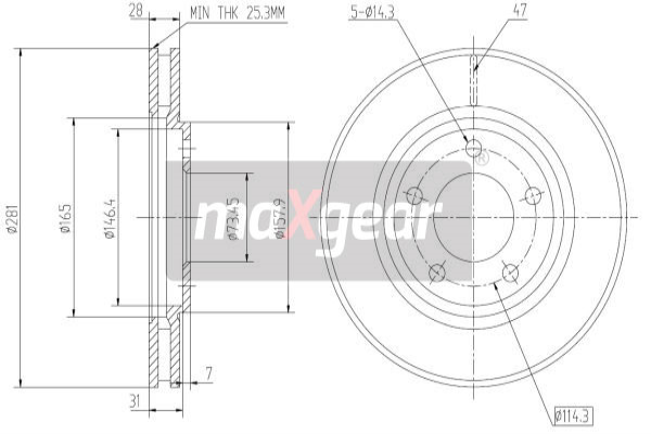 Tarcza hamulcowa MAXGEAR 19-1800