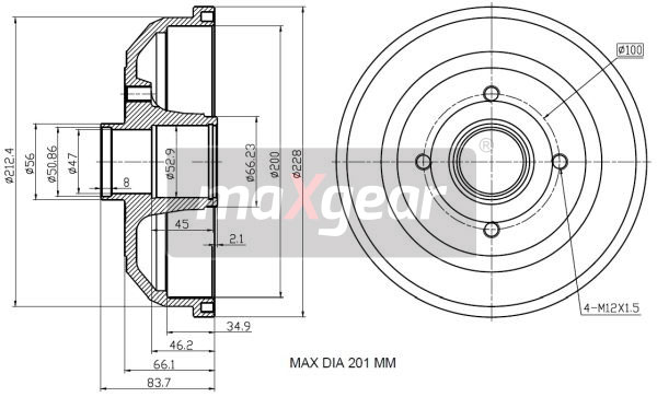 Bęben hamulcowy MAXGEAR 19-2180