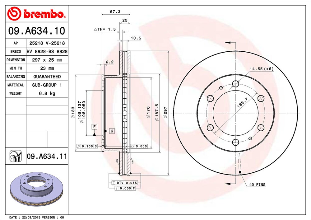 Tarcza hamulcowa BREMBO 09.A634.11