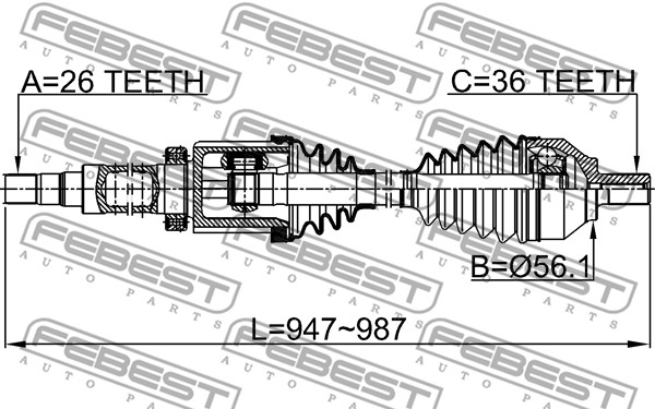 Półoś napędowa FEBEST 2714-S40RH