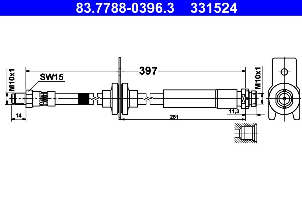 Przewód hamulcowy elastyczny ATE 83.7788-0396.3