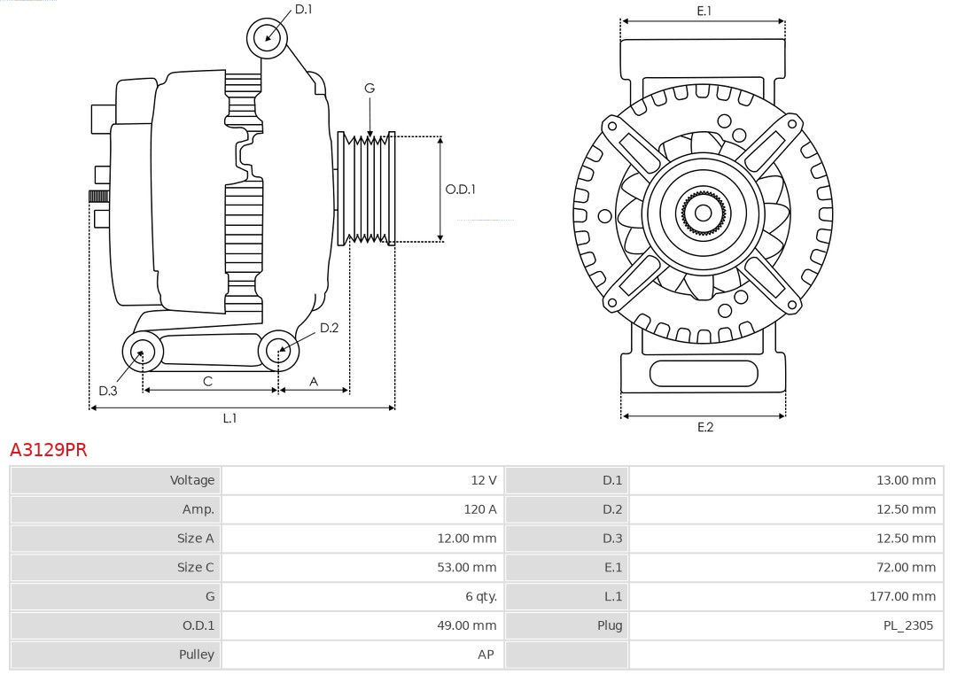Alternator AS-PL A3129PR