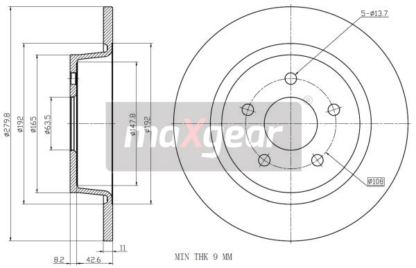 Tarcza hamulcowa MAXGEAR 19-3206