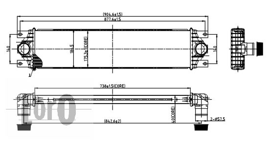 Chłodnica powietrza intercooler ABAKUS 037-018-0001