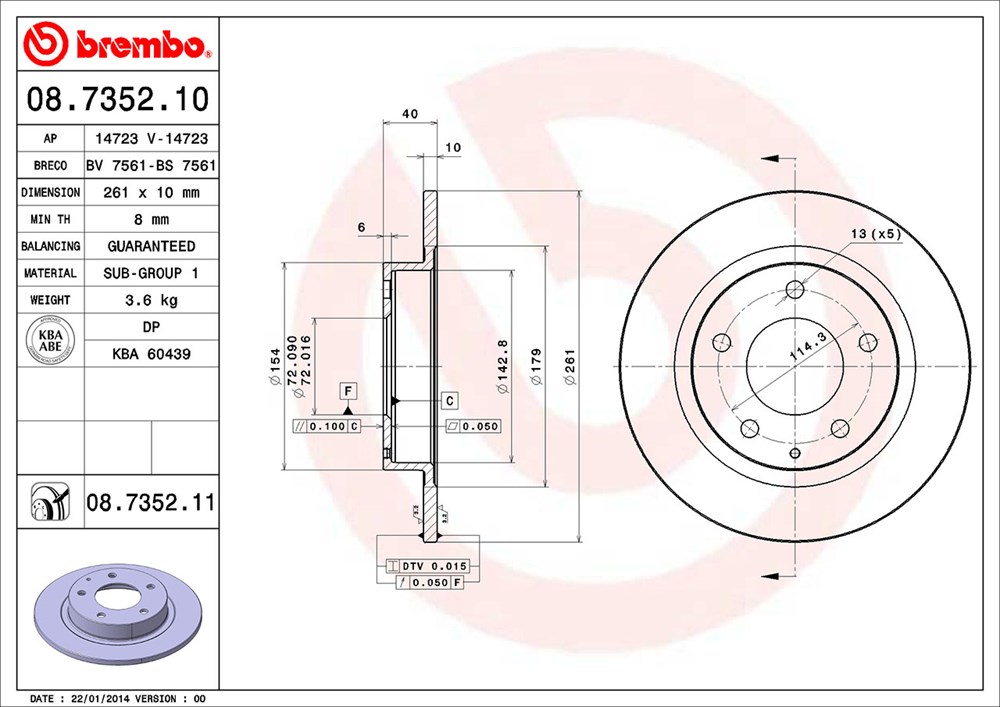 Tarcza hamulcowa BREMBO 08.7352.11