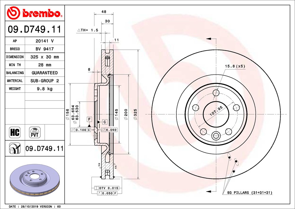 Tarcza hamulcowa BREMBO 09.D749.11