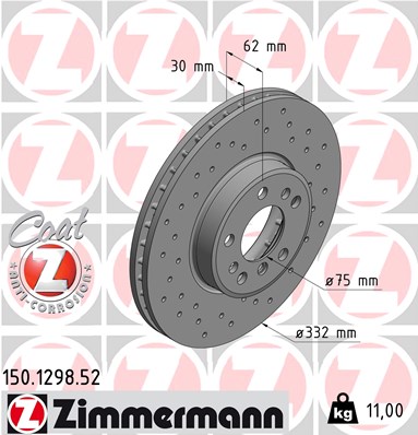 Tarcza hamulcowa ZIMMERMANN 150.1298.52