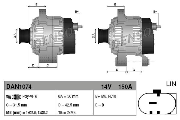Alternator DENSO DAN1074