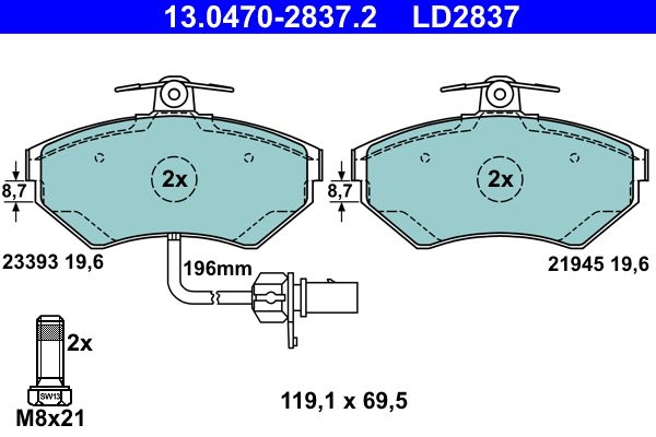 Klocki hamulcowe ATE 13.0470-2837.2