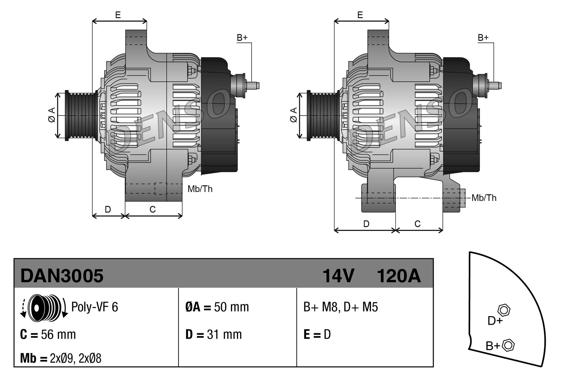 Alternator DENSO DAN3005