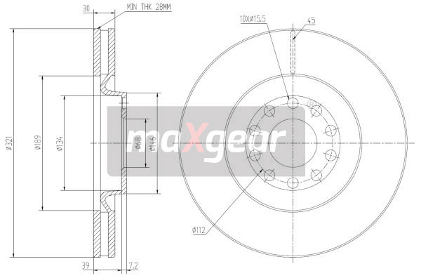 Tarcza hamulcowa MAXGEAR 19-1803