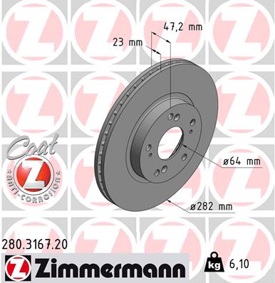 Tarcza hamulcowa ZIMMERMANN 280.3167.20