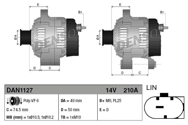 Alternator DENSO DAN1127