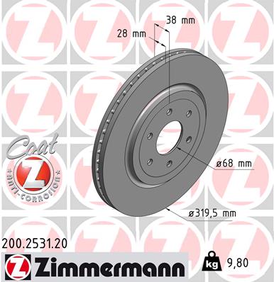 Tarcza hamulcowa ZIMMERMANN 200.2531.20