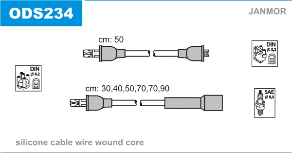 Przewody zapłonowe JANMOR ODS234