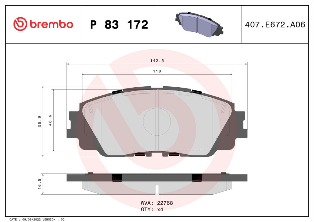 Klocki hamulcowe BREMBO P 83 172