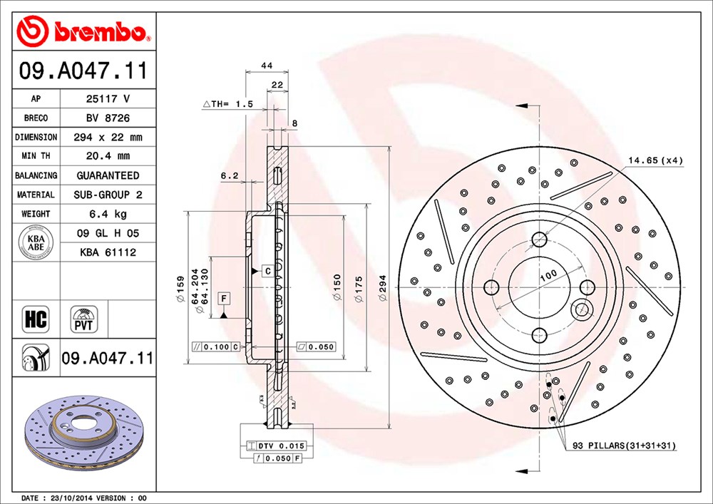 Tarcza hamulcowa BREMBO 09.A047.11